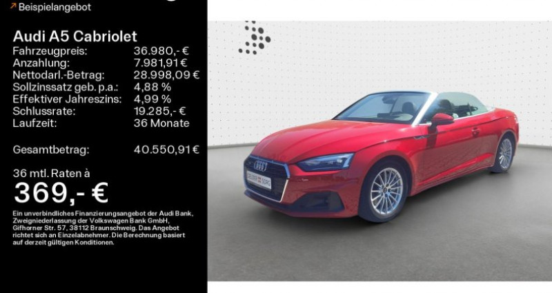 Audi A5 Cabriolet Cabriolet 40 TFSI qu. S-tronic*RFK*HuD*Navi  Audi A5 Cabriolet Cabriolet 40 TFSI qu. S-tronic*RFK*HuD*Navi  occasion à LEIMBACH