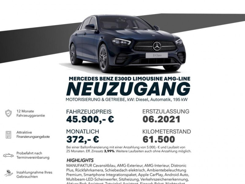 Mercedes Classe E D/AMG-LINE/4M/DISTRO+/SCHIEBED/RÜCKF/AMBIE 2021 - photo n°13 Mercedes Classe E D/AMG-LINE/4M/DISTRO+/SCHIEBED/RÜCKF/AMBIE  occasion à L'Union - photo n°13