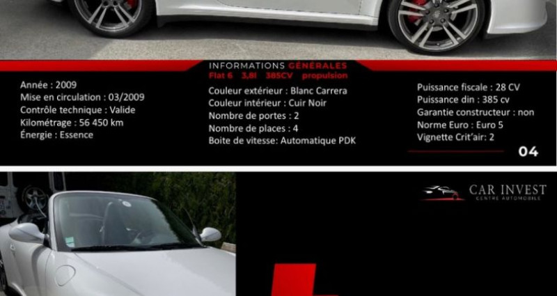 Porsche 911 Type 997 997 4s cab 3.8 bt pdk entretien ok origine france  occasion à LA BAULE - photo n°4